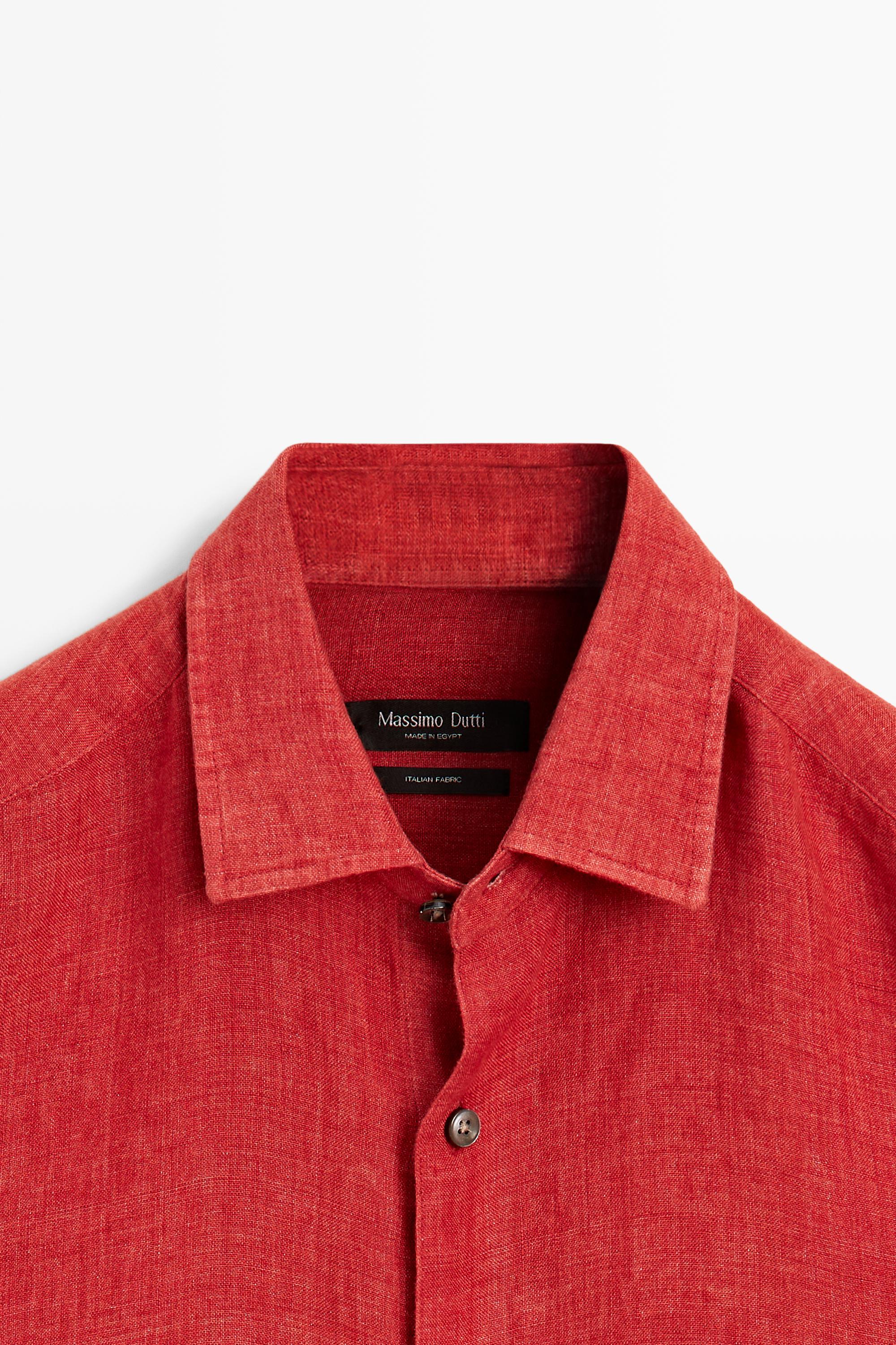 Regular fit 100% linen faded shirt